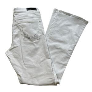 Y2K Rock & Republic White Denim Jeans 12 Rhinestone Wings Bling Coastal Cowgirl